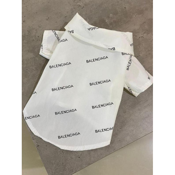 Брендовая рубашка для собак Balenciaga на пуговицах, хлопок белая 2XL -
                                                        Фото 5
