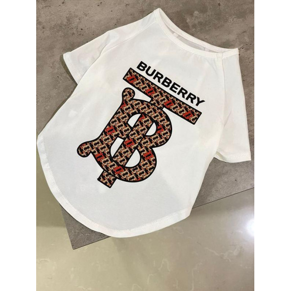 Брендовая футболка для собак Burberry хопок белая M Брендовая футболка для собак Burberry хопок белая M