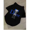 Брендова футболка для собак DIOR BEARBRICK бавовна чорна M