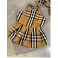 Брендовое летнее платье для собак Burberry на брительках, с ободком на затяжке, коричневое M