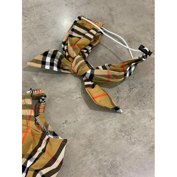 Брендовое летнее платье для собак Burberry на брительках, с ободком на затяжке, коричневое M -
                                                        Фото 4