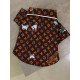 Брендовая рубашка для собак Louis Vuitton на кнопках, шелк коричневая 2XL -
                                                        Фото 3