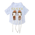Брендовая футболка для собак Gucci кеды со шнурками, белая S