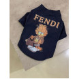 Брендова футболка для собак FENDI з рудим котом із сумкою, чорна 