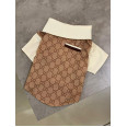 Брендовая футболка поло для собак Gucci с кармашком и белыми рукавами, коричневая L