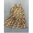 Брендовое летнее платье для собак Fendi шелковое на брительках, коричневое S