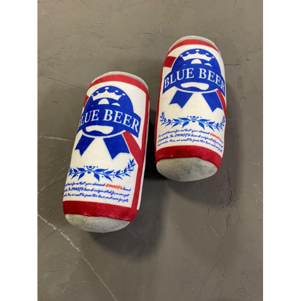 Іграшка для собак BLUE BEER плюшева з пищалком у вигляді жерстяної банки з пивом, біла 