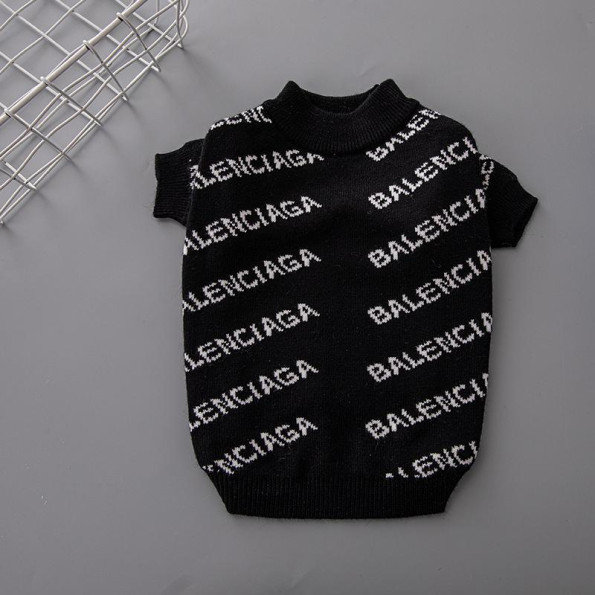 Брендовый свитер для собак Balenciaga двухслойная вязка черный M