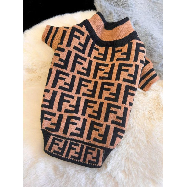 Брендовый свитер для собак FENDI коричневый M