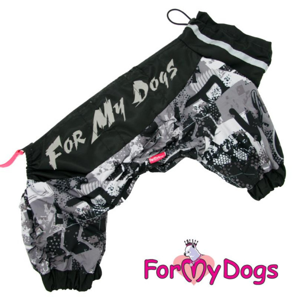 Дощовик для собак For My Dogs "Графіті" чорний