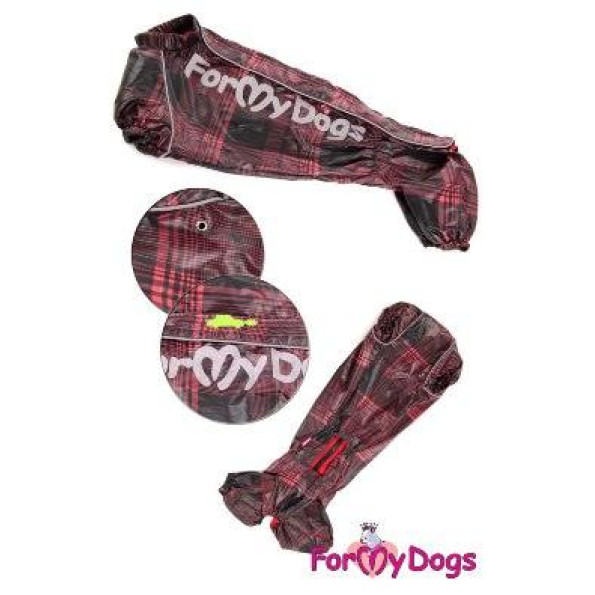 Дощовик для собак For My Dogs "Клітинка" бордовий -
                                                        Фото 2