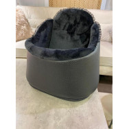 Автокрісло для собак і кішок у машину Maralis чорний плюш та перфарована еко шкіра, чорне 