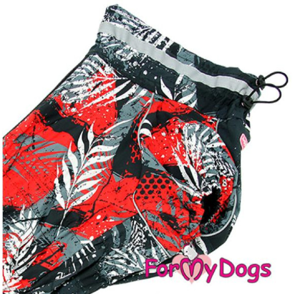 Дождевик для собак For My Dogs "Пальмовые веточки" породы Таксы и Вельш Корги, красный -
                                                        Фото 2