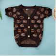 Брендова кофта для собак GUCCI на гудзиках з бежевими літерами GG, коричнева M