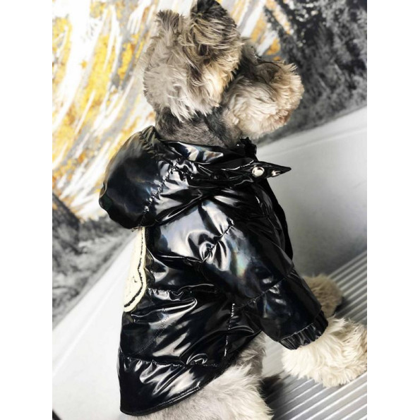 Брендова зимова куртка для собак MONCLER на пуху з капюшоном, чорна -
                                                        Фото 3