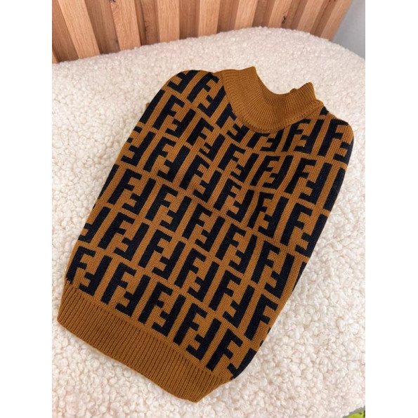Светр для собак FENDI з дрібними чорними буками F, коричневий M