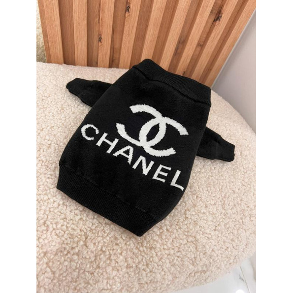 Свитер для собак CHANEL широкая горловина, черный M