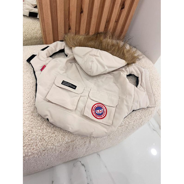 Зимова жилетка для собак CANADA GOOSE з капюшоном, на пуху , бежева L