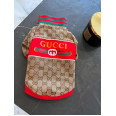 Джинсовая куртка для собак GUCCI с красной надписью на спинке, коричневая S
