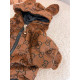 Шуба для собак GUCCI на змейке с ушками на капюшоне на шелковой подкладке коричневаяM -
                                                        Фото 2