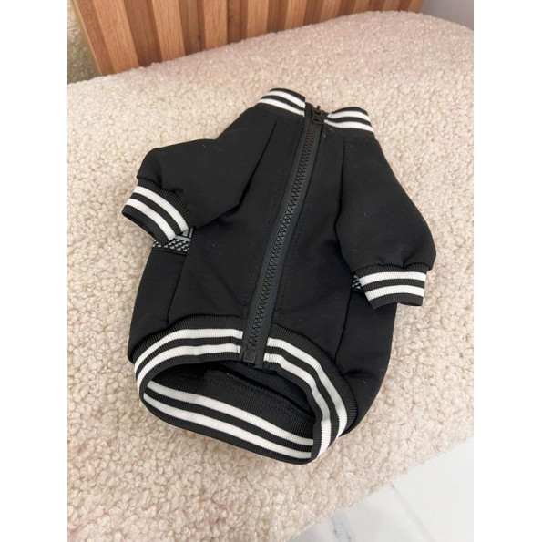 Ветровка для собак и котов DIOR на змейке без подкладки, с рукавами, черная XS -
                                                        Фото 2