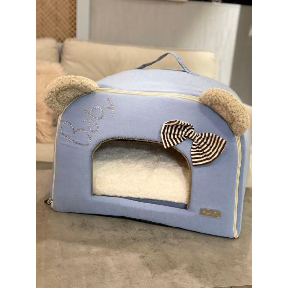 Домик для собак и кошек тканевый Pretty Pet в виде мишки с ушками голубого и бежевого цвета Домик для собак и кошек тканевый Pretty Pet в виде мишки с ушками голубого и бежевого цвета