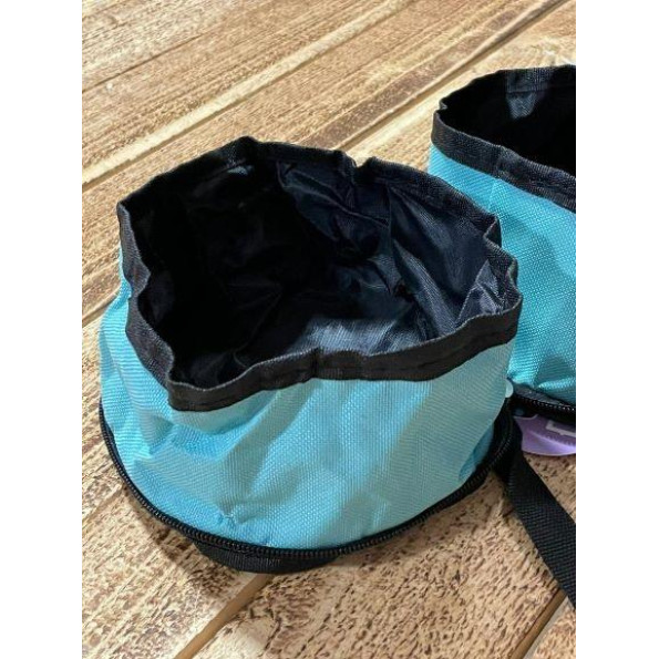 Дорожная поилка для собак и котов Dolo Box складная на змейке, 2 миски, голубая -
                                                        Фото 2