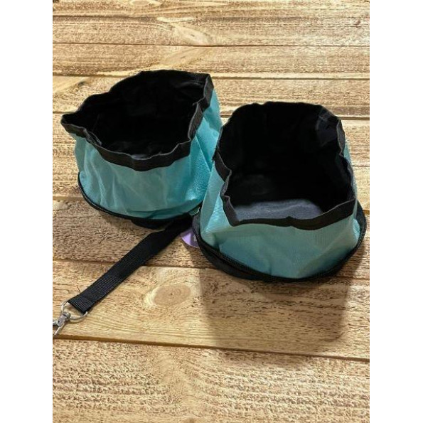 Дорожная поилка для собак и котов Dolo Box складная на змейке, 2 миски, голубая -
                                                        Фото 3