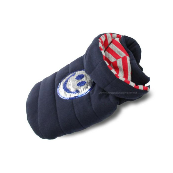 Зимовий жилет для собак Pretty Pet Happy Hooded з малюнком смайлу з їдками, з капюшоном, синій -
Фото 3 Зимовий жилет для собак Pretty Pet Happy Hooded з малюнком смайлу з їдками, з капюшоном, синій -
Фото 3