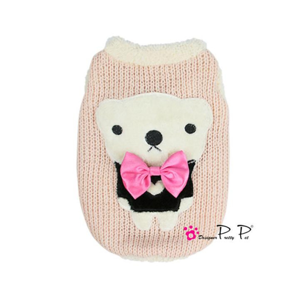 Свитер для собак Pretty Pet с Мишкой, крупная вязка с плюшевым воротом, розовый Свитер для собак Pretty Pet с Мишкой, крупная вязка с плюшевым воротом, розовый