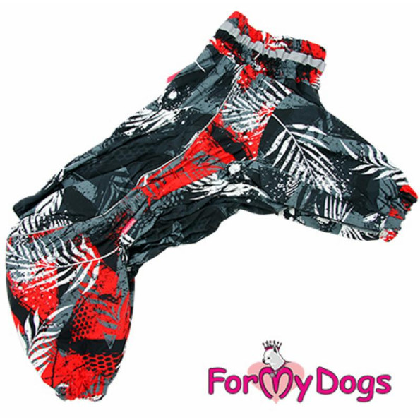 Зимний комбинезон для собак For My Dogs "Веточки" черный Красный D2