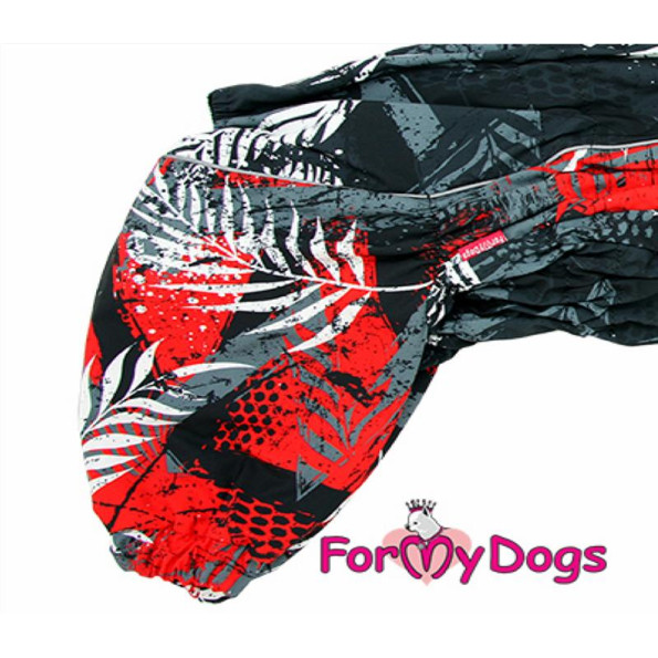 Зимний комбинезон для собак For My Dogs "Веточки" черный Красный D2 -
                                                        Фото 4