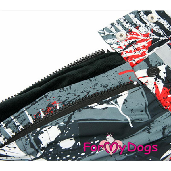 Зимний комбинезон для собак For My Dogs "Веточки" черный Красный D2 -
                                                        Фото 5