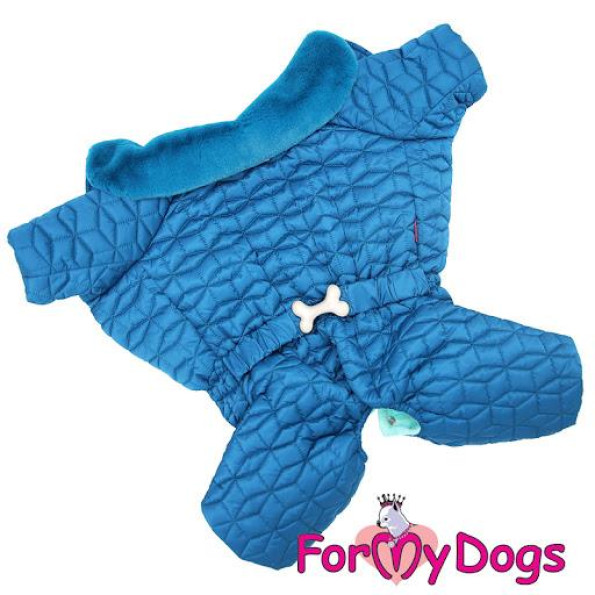 Зимовий комбінезон для собак для великих собак For My Dogs "Прошивка" синій