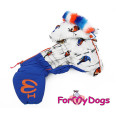 Зимний комбинезон для собак For My Dogs "Птицы" белый