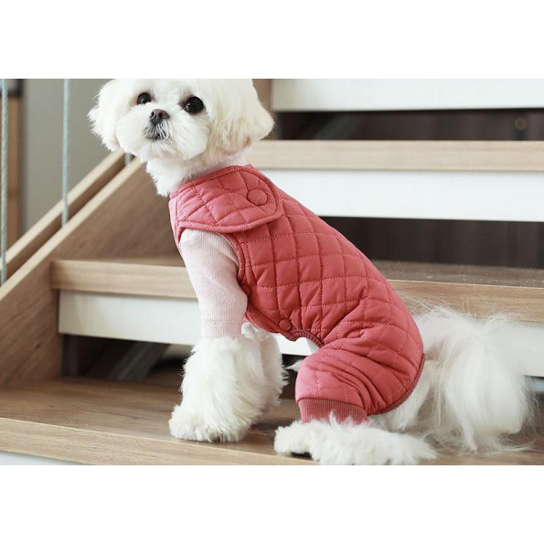 Зимний комбинезон для собак Cheepet "Кнопка" Бордовый S -
                                                        Фото 2