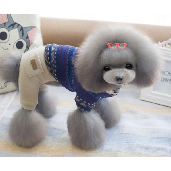 Зимний комбинезон для собак Cheepet "Узорчики" синий -
                                                        Фото 3