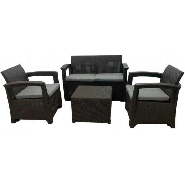 Комплект садовой мебели 4-местный черно-коричневый -
                                                        Фото 2