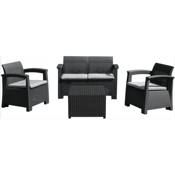 Комплект садовой мебели 4-местный черно-серый -
                                                        Фото 5