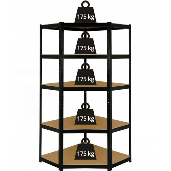 Стелаж кутовий металевий чорний для дому, магазину, гаража -
                                                        Фото 3