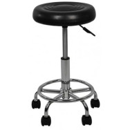 Кресло табурет на колесах круглое без спинки черное