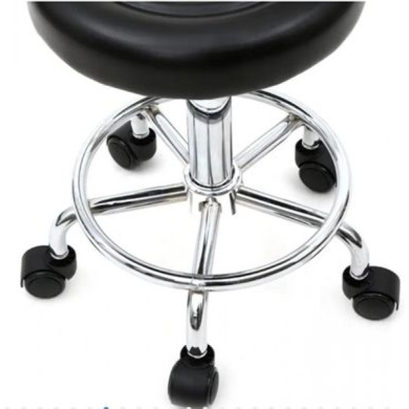 Кресло табурет черное на колесах со спинкой круглое -
                                                        Фото 4