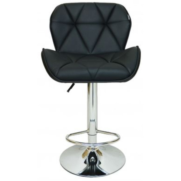 Барный стул со спинкой черный с хромированной ножкой -
                                                        Фото 2