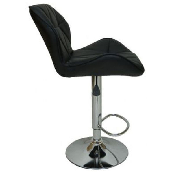 Барный стул со спинкой черный с хромированной ножкой -
                                                        Фото 3