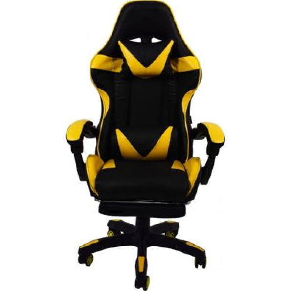 Кресло геймерское желтое с подставкой для ног -
                                                        Фото 2