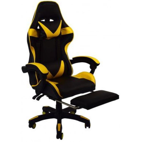 Кресло геймерское желтое с подставкой для ног -
                                                        Фото 5