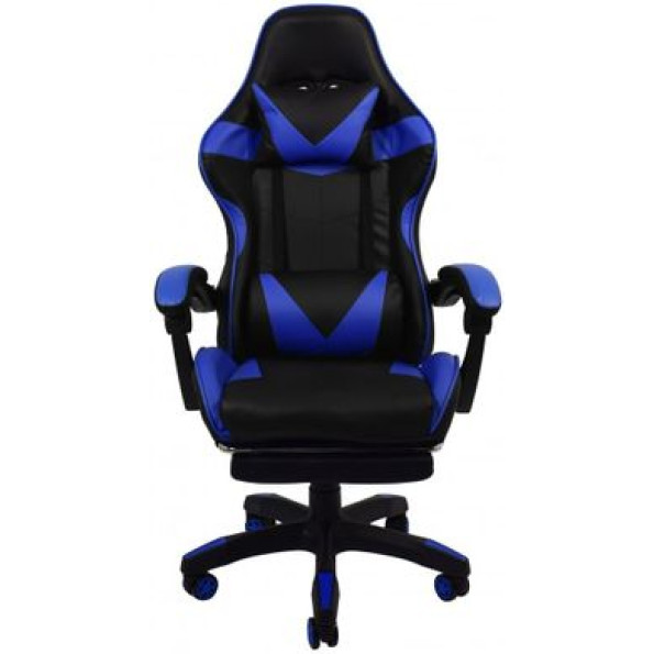 Кресло геймерское синее с подставкой для ног -
                                                        Фото 2