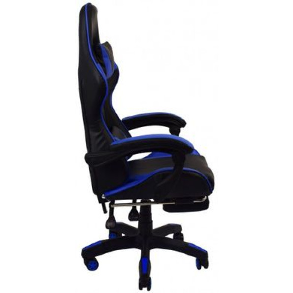 Кресло геймерское синее с подставкой для ног -
                                                        Фото 3