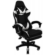 Кресло геймерское белое с подставкой для ног