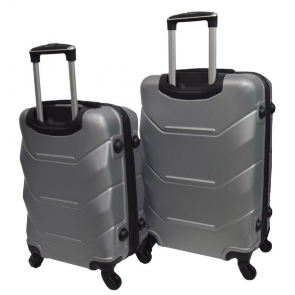 Валіза комплект пластиковий 2 штуки середня, велика срібний -
                                                        Фото 2